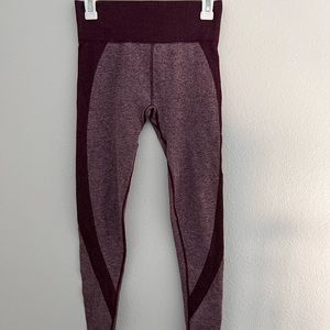 Forever 21 Burgundy Mauve Striped High Waisted Leggings Size Small